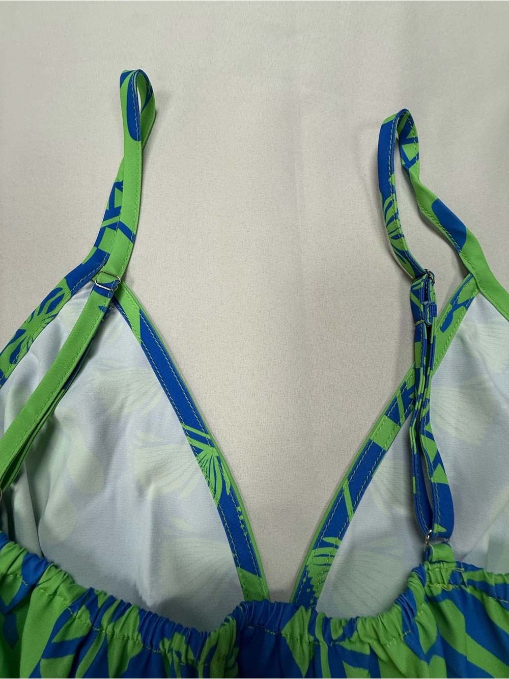 Cupshe Neon Green and Royal Blue Tropical Print Swim Coverup Dress - Picture 8 of 8